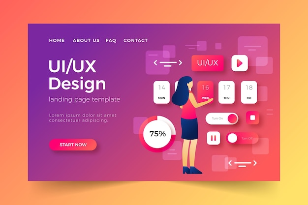 Шаблон целевой страницы градиентного ui / ux