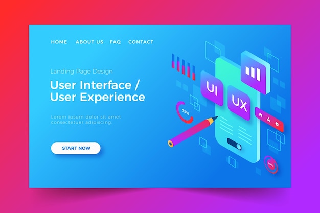 그라데이션 ui/ux 방문 페이지 템플릿