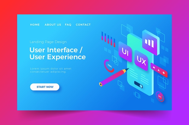 Free vector gradient ui/ux landing page template