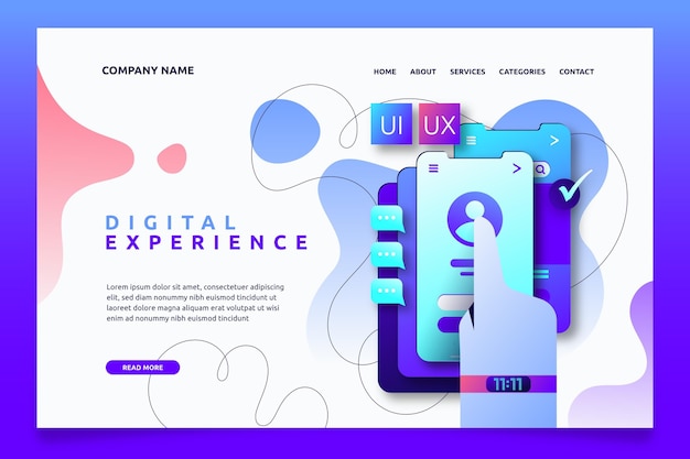 Free vector gradient ui/ux landing page template