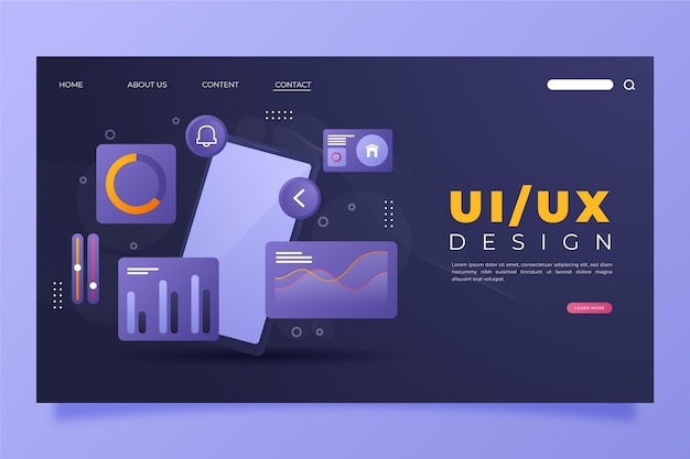 Шаблон целевой страницы градиентного ui / ux