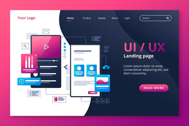 그라데이션 ui/ux 방문 페이지 템플릿