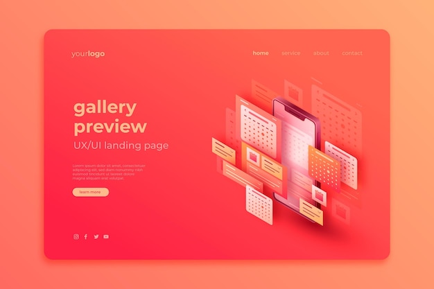 Gradient ui/ux landing page template