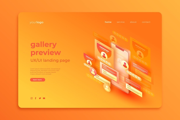 Free vector gradient ui/ux landing page template