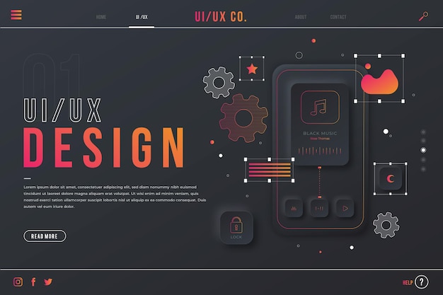 Free vector gradient ui/ux landing page template