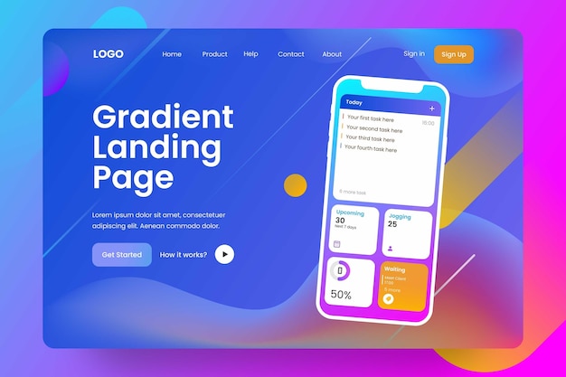 Gradient ui/ux landing page