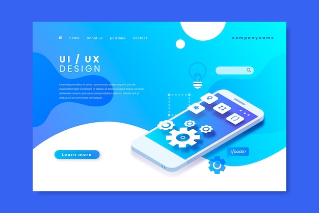 Vettore gratuito gradient ui/ux landing page