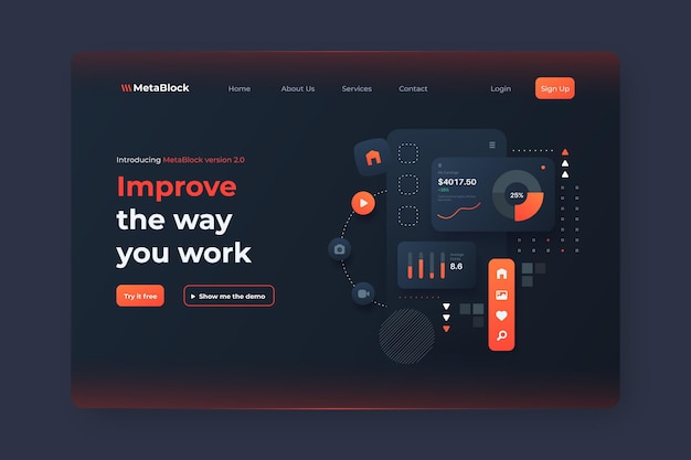 Бесплатное векторное изображение Целевая страница gradient ui / ux