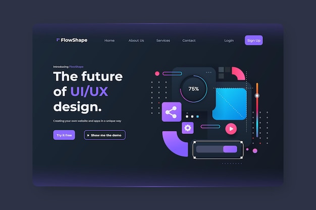 Бесплатное векторное изображение Целевая страница gradient ui / ux