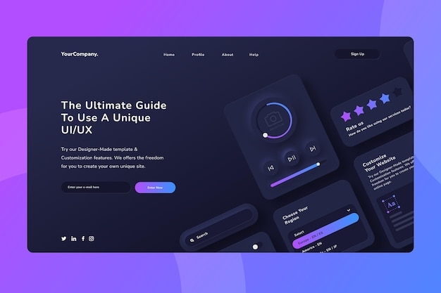 Целевая страница ui ux с градиентом