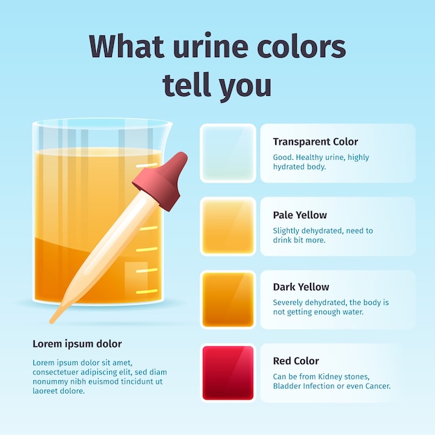 Infografica sul colore dell'urina sfumata