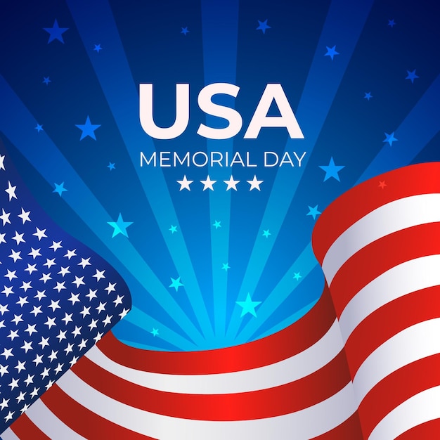 Free vector gradient usa memorial day illustration