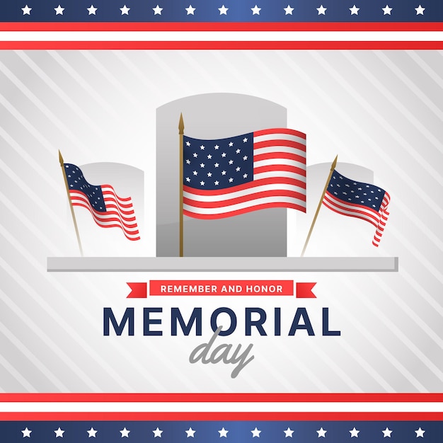 Free vector gradient usa memorial day illustration