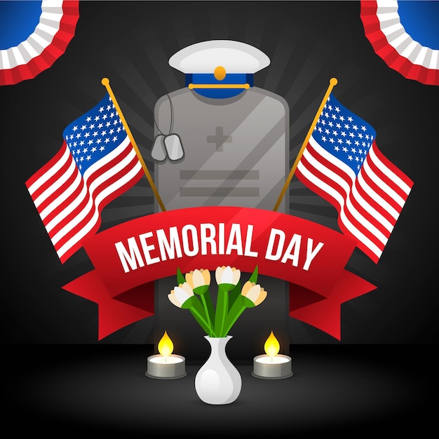 Vettore gratuito gradiente usa memorial day illustrazione