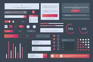 Free vector gradient user interface kit collection