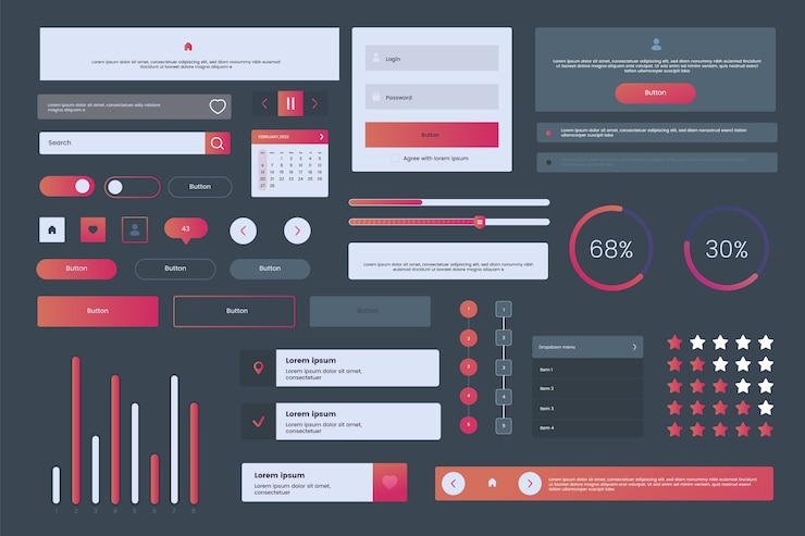 Free Vector gradient user interface kit collection