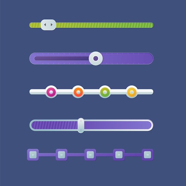 Collezione di slider dell'interfaccia utente sfumata