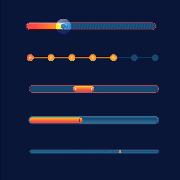 Vettore gratuito collezione di slider dell'interfaccia utente sfumata