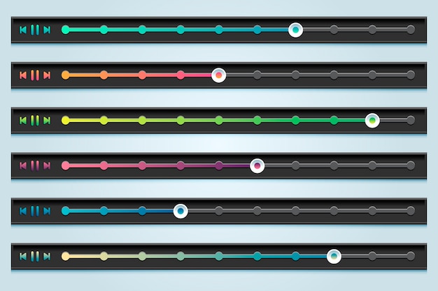 Vettore gratuito collezione di slider dell'interfaccia utente sfumata