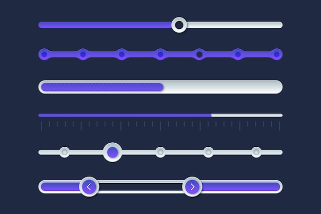 Collezione di slider dell'interfaccia utente sfumata