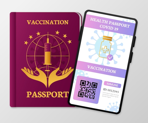 Free vector gradient vaccination passport template