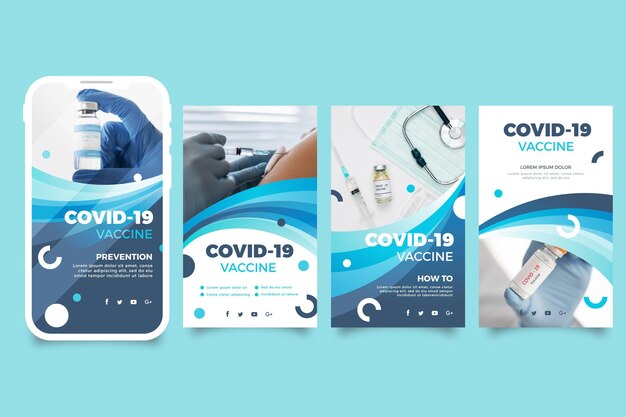 Gradient vaccine instagram stories collection with photos