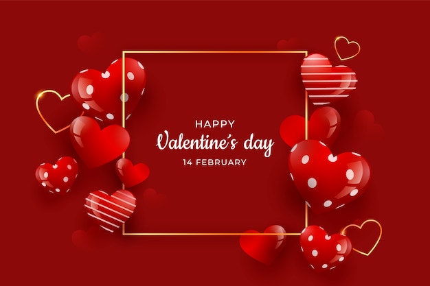 Gradient valentine's day background with red hearts