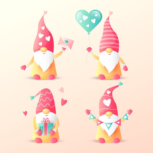 Gradient valentine's day gnomes collection