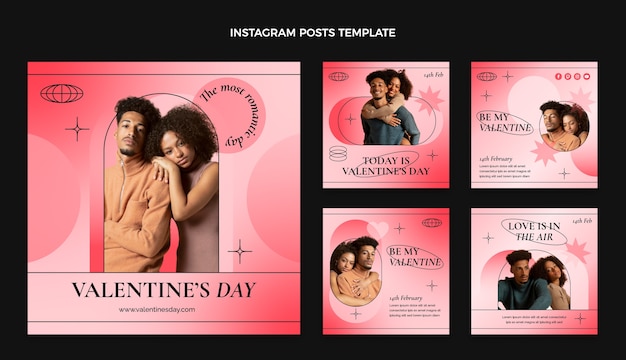 Gradient valentine's day instagram posts collection