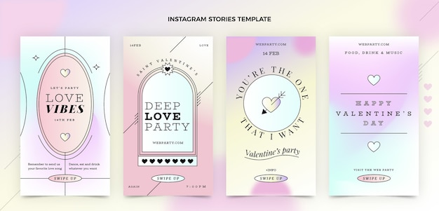 Free vector gradient valentine's day instagram stories collection