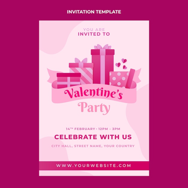 グラデーションバレンタインデーの招待状のテンプレート