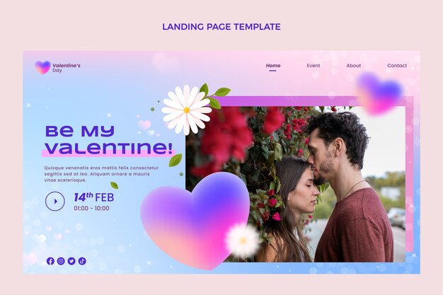 グラデーションバレンタインデーのランディングページテンプレート