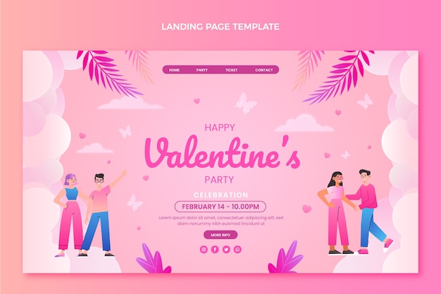 Gradient valentine's day landing page template