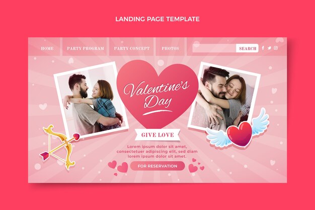 Gradient valentine's day landing page template