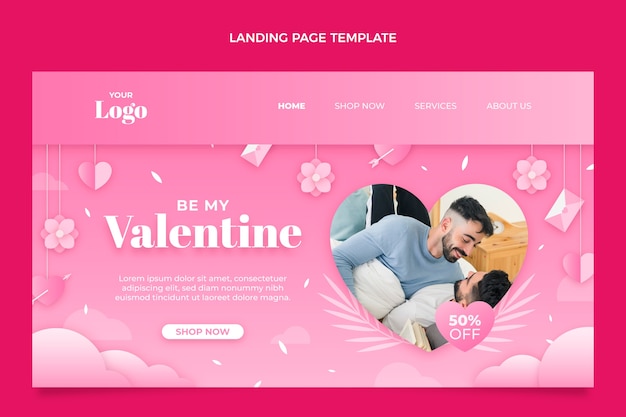 Free vector gradient valentine's day landing page template