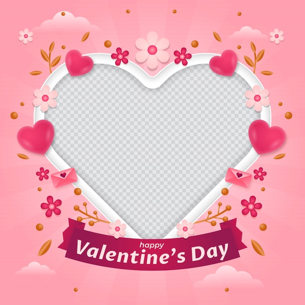 Gradient valentine's day photo frame template