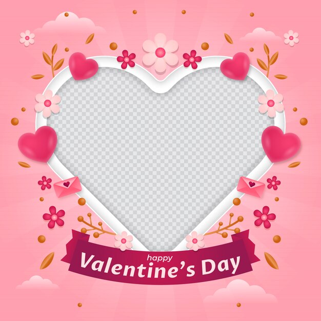 Gradient valentine's day photo frame template