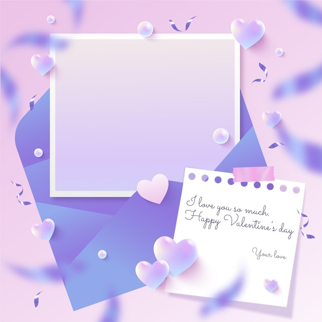 Free vector gradient valentine's day photo frame template