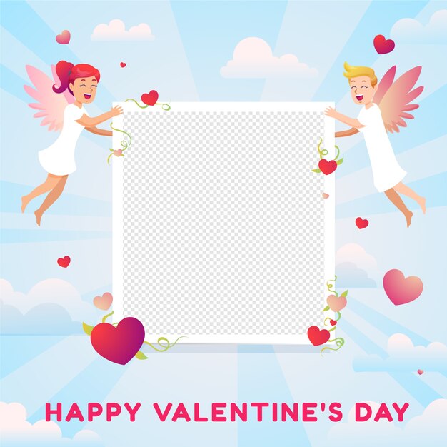 Gradient valentine's day photo frame template