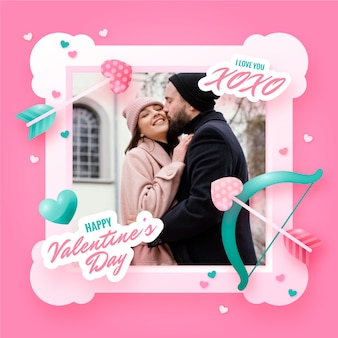 Gradient valentine's day photo frame template