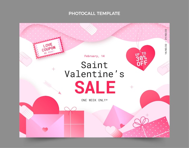 Free vector gradient valentine's day photocall template