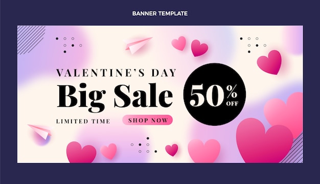 Free vector gradient valentine's day sale horizontal banner