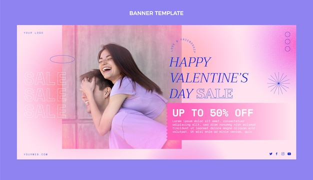 Free vector gradient valentine's day sale horizontal banner