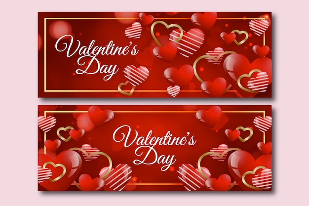 Free vector gradient valentine's day sale horizontal banners set