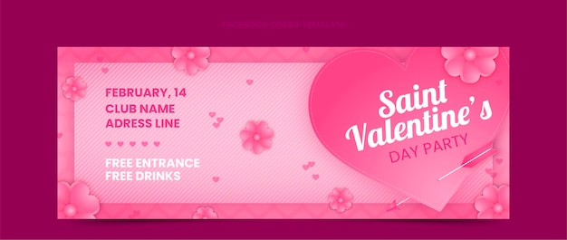 Gradient valentine's day social media cover template