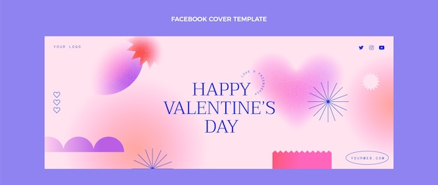 Gradient valentine's day social media cover template