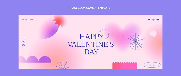 Gradient valentine's day social media cover template