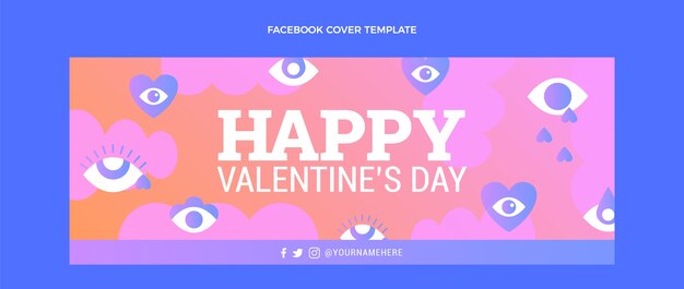 Gradient valentine's day social media cover template