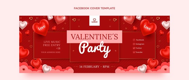 Gradient valentine's day social media cover template