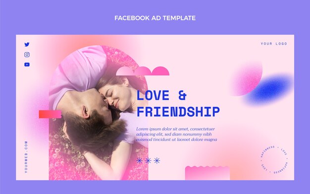 Gradient valentine's day social media promo template